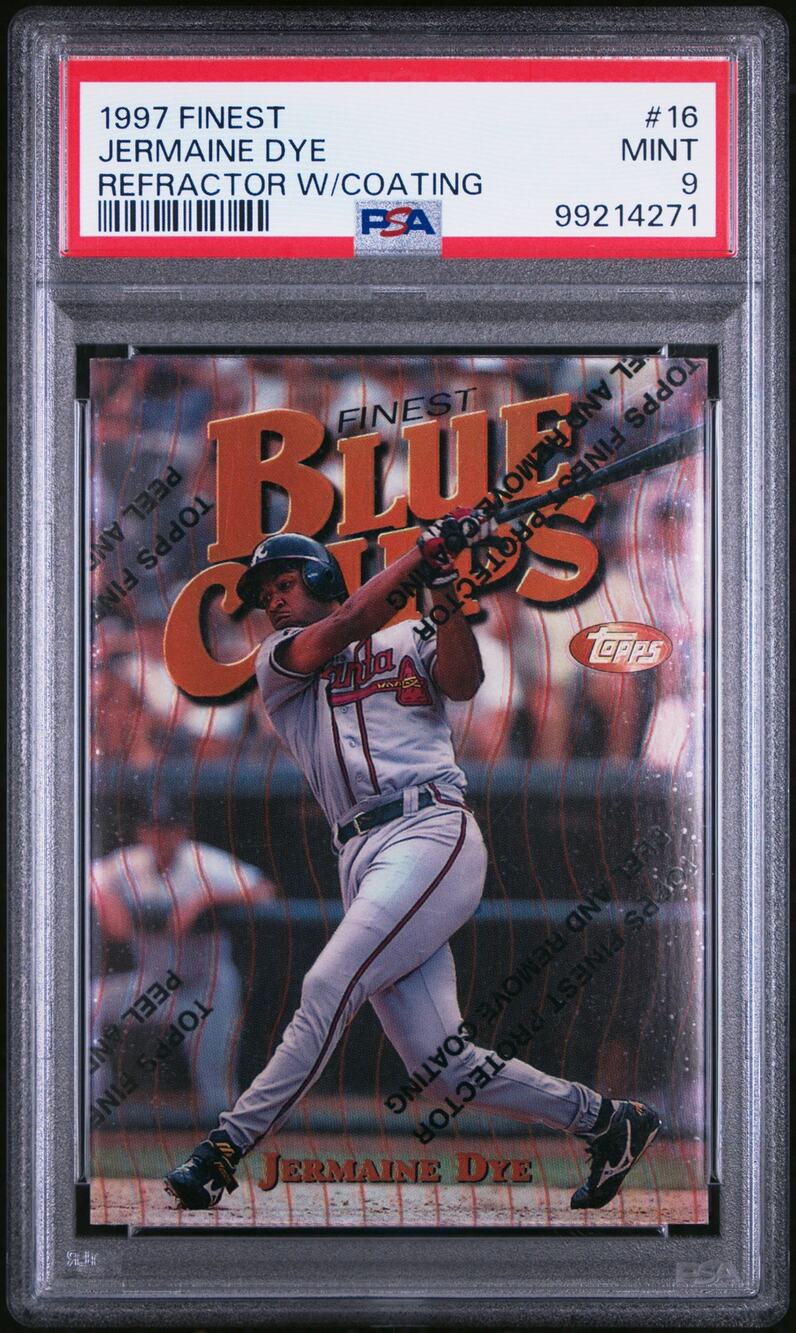 1997 Topps Finest Blue Chips Refractor w Coating #16 Jermaine Dye PSA 9 - Pop 1